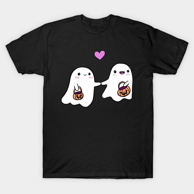 Cute halloween ghost couple in love T-Shirt by Yarafantasyart